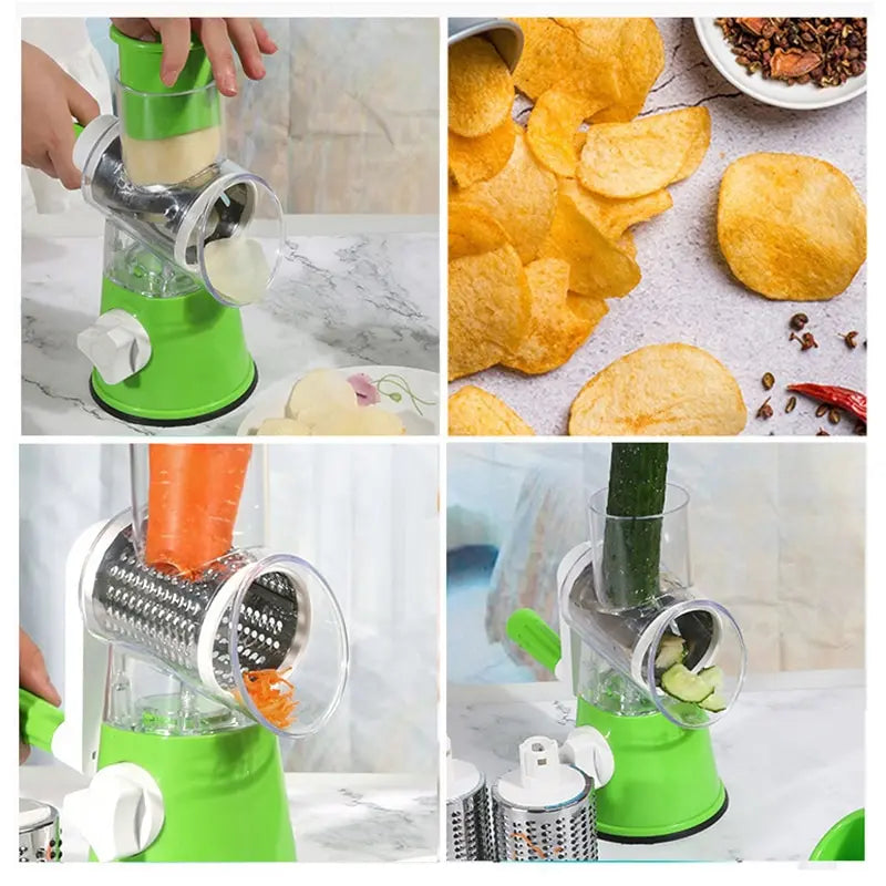 Multifunctional Roller Vegetable Cutter Hand Crank Home Kitchen