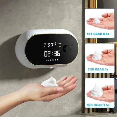 Creative Liquid Foam Soap Dispensers Time Temperature Display