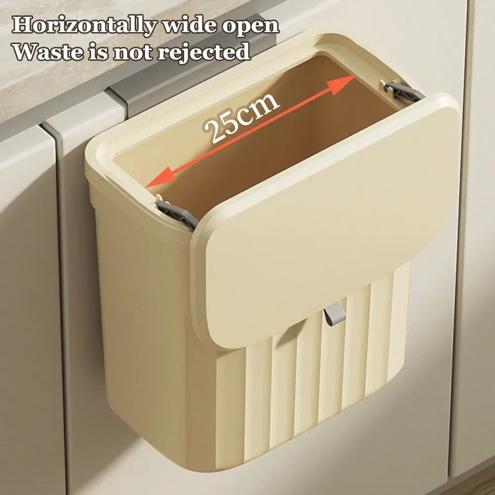 Kitchen Trash Can Wall Mounted Hanging Trash Bin With Lid Garbage